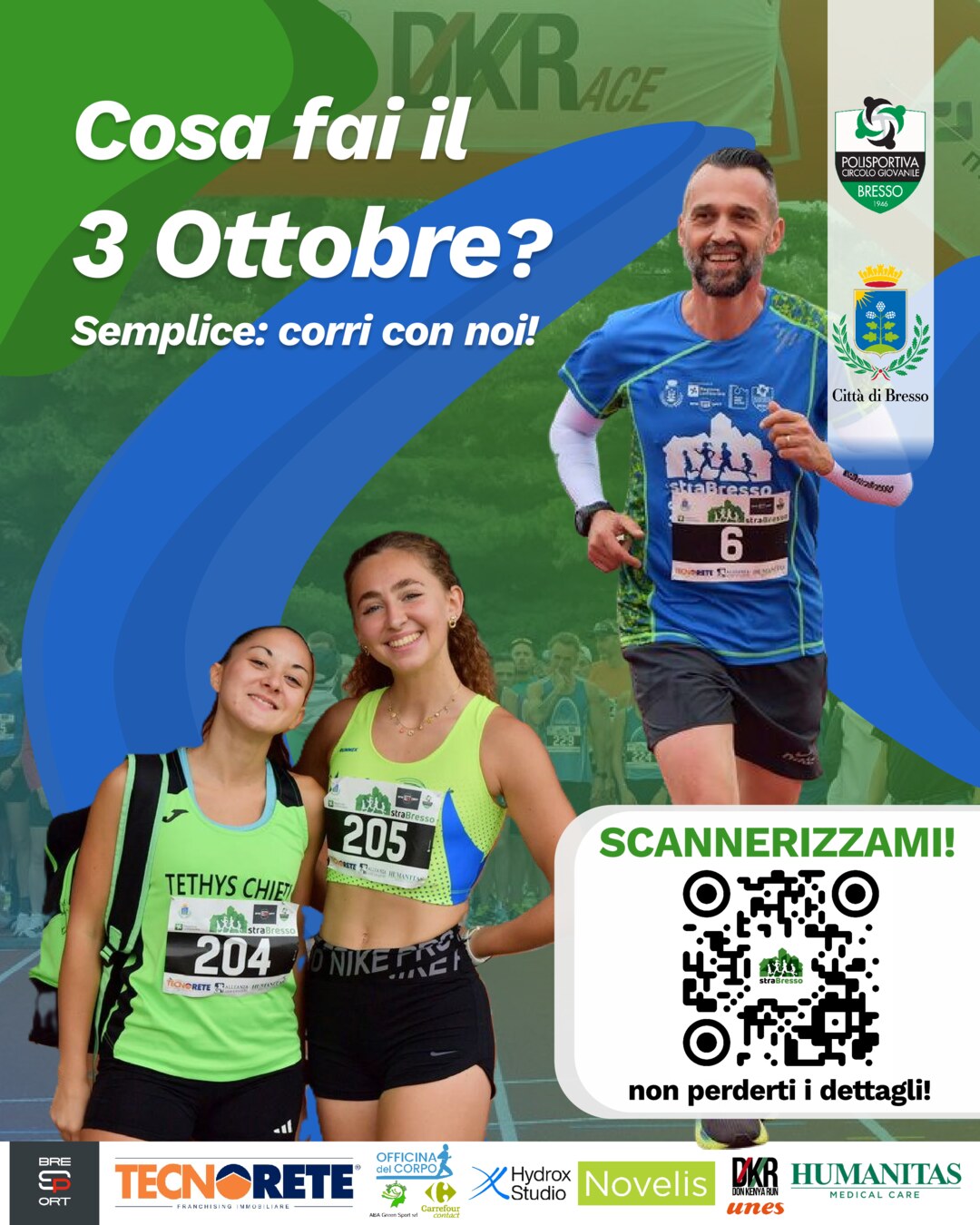 Locandina StraBresso 2026 — Cosa fai il 3 ottobre? Semplice: corri con noi, con il logo Hydrox Studio tra i partner