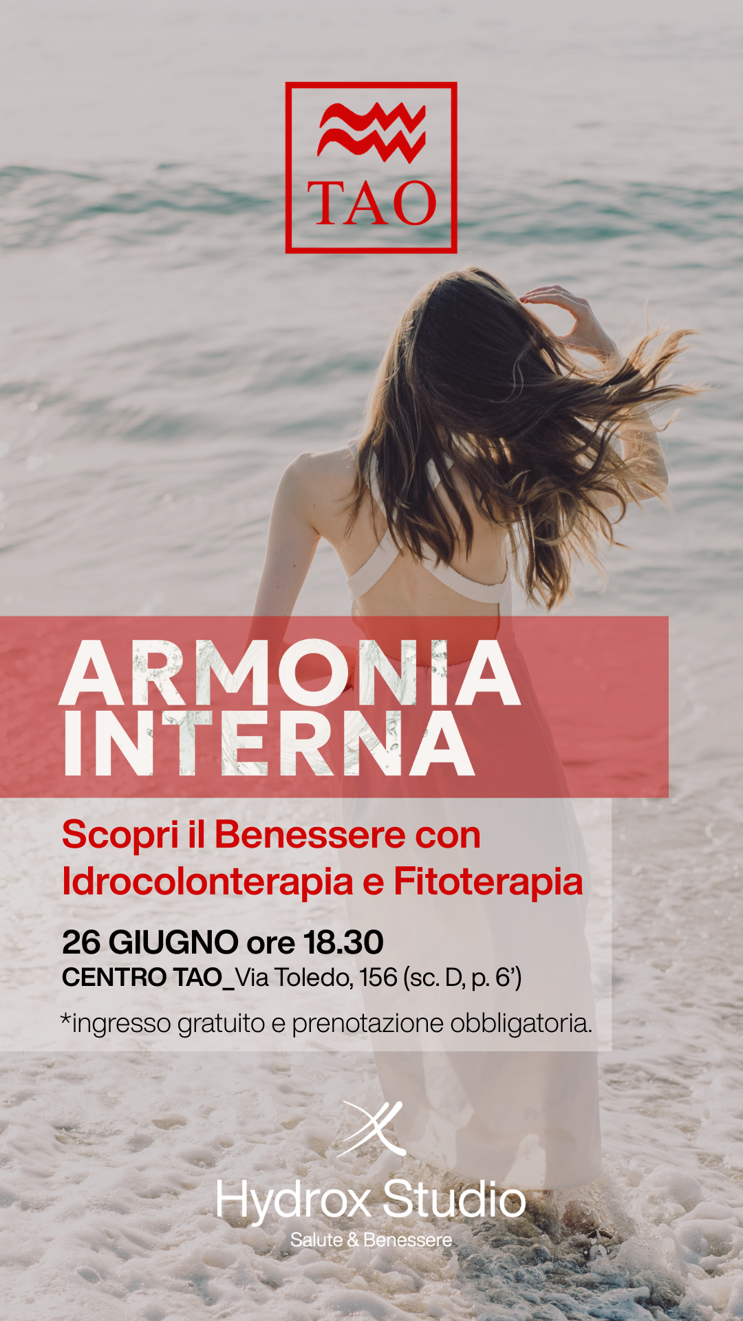 Locandina Armonia Interna — serata Hydrox al Centro Tao di Napoli